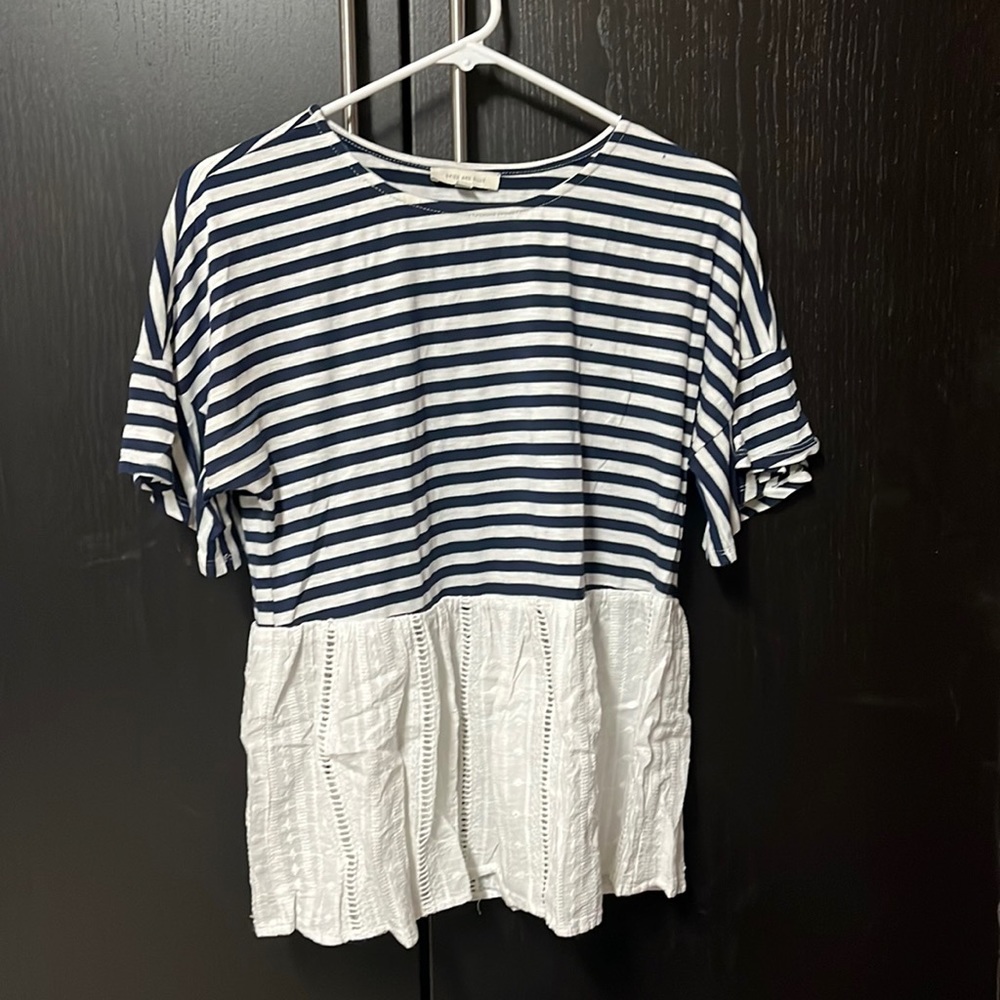 Skies are Blue Striped Blouse - Blue and White - Small